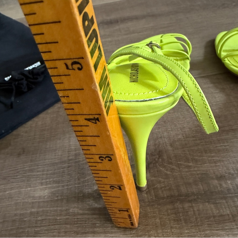 Nicholas Kirkwood Vibrant Citrus Yellow Lime Women 36.5 Italy Stiletto Strappy - Picture 7 of 12